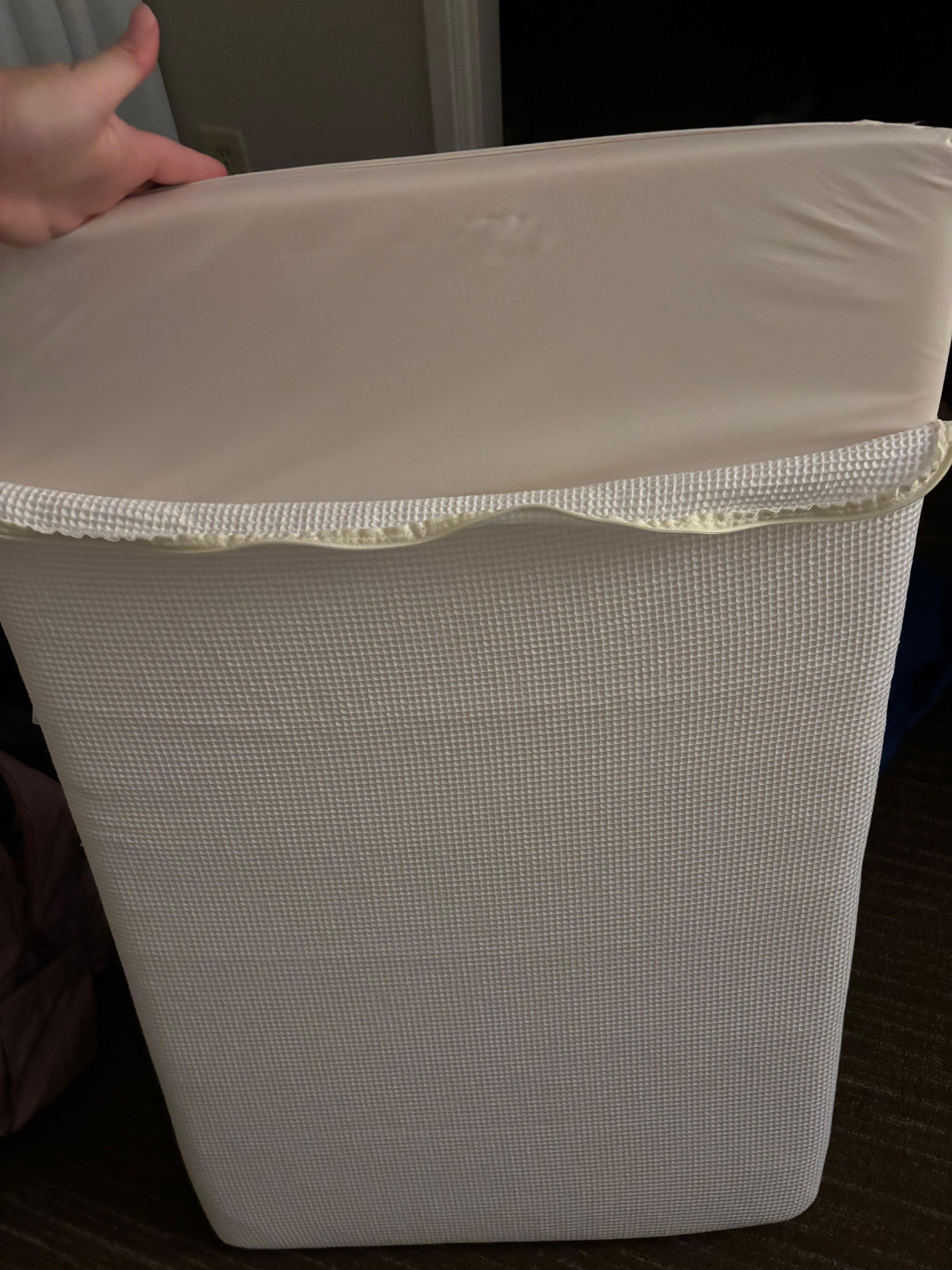 This was the roll in crib for my 4 month old. They wanna talk about safe sleep the crib sheet didn’t even fit the mattress.