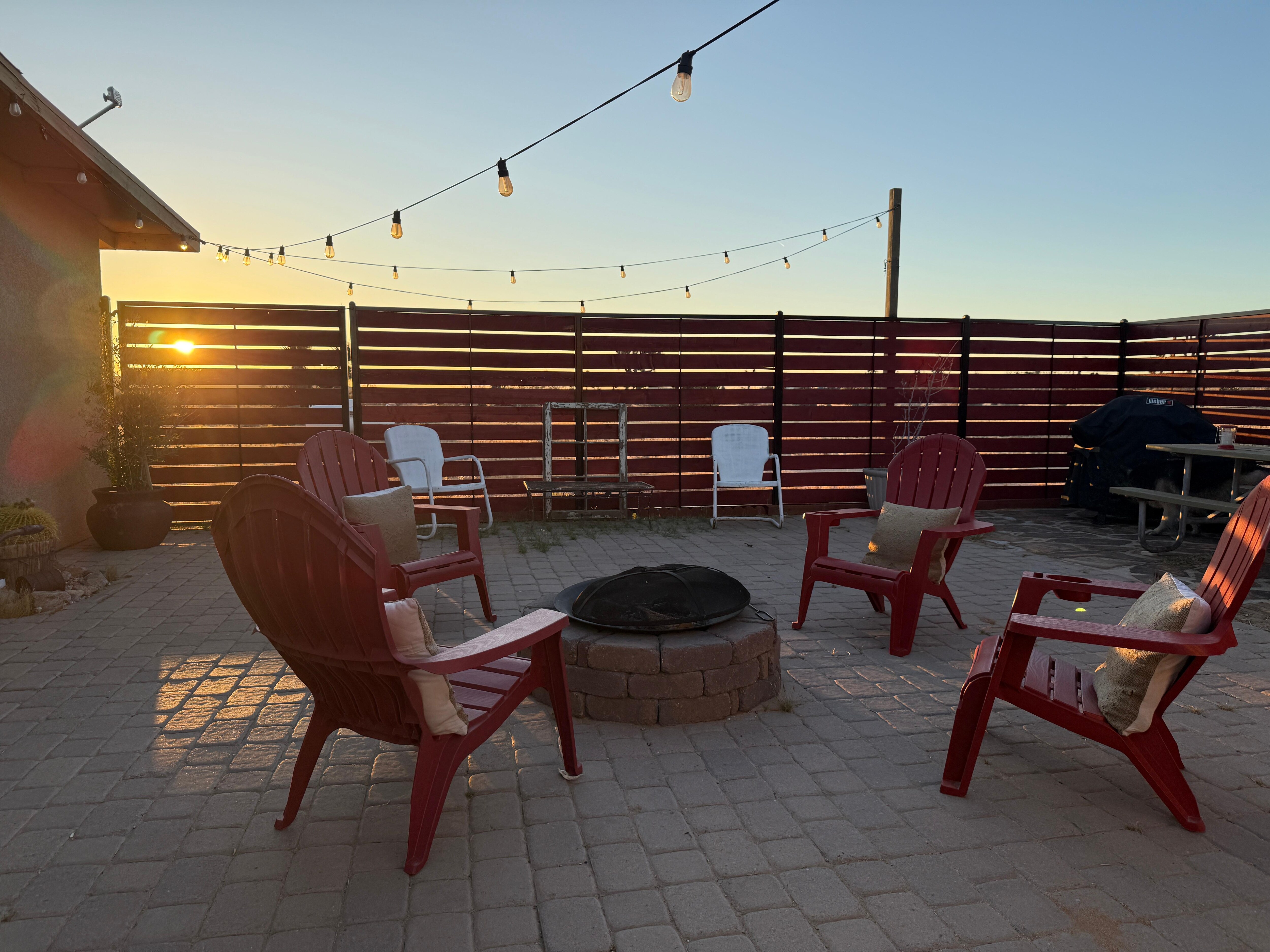 Fenced patio and firepit