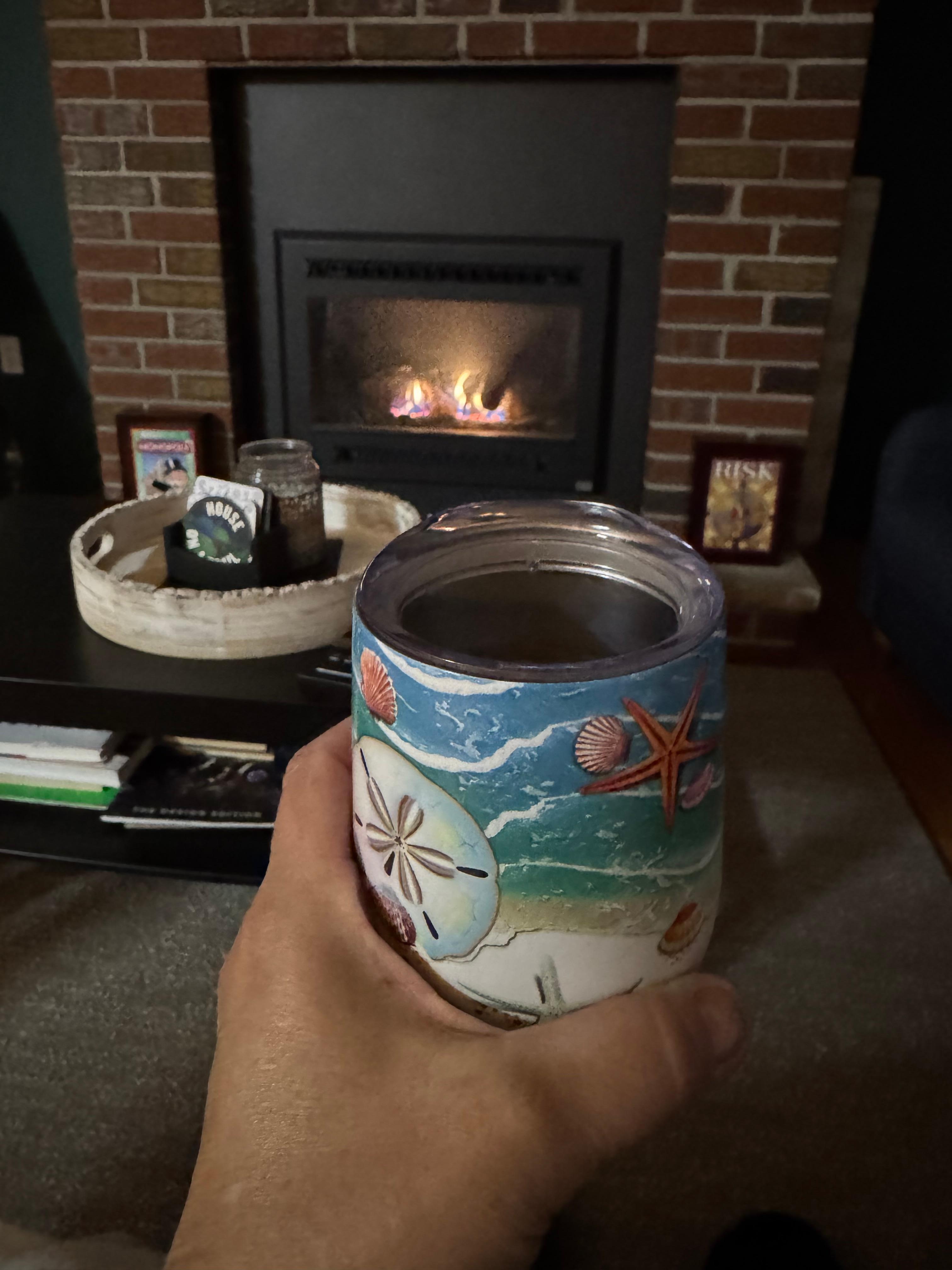 Relaxing by the fire