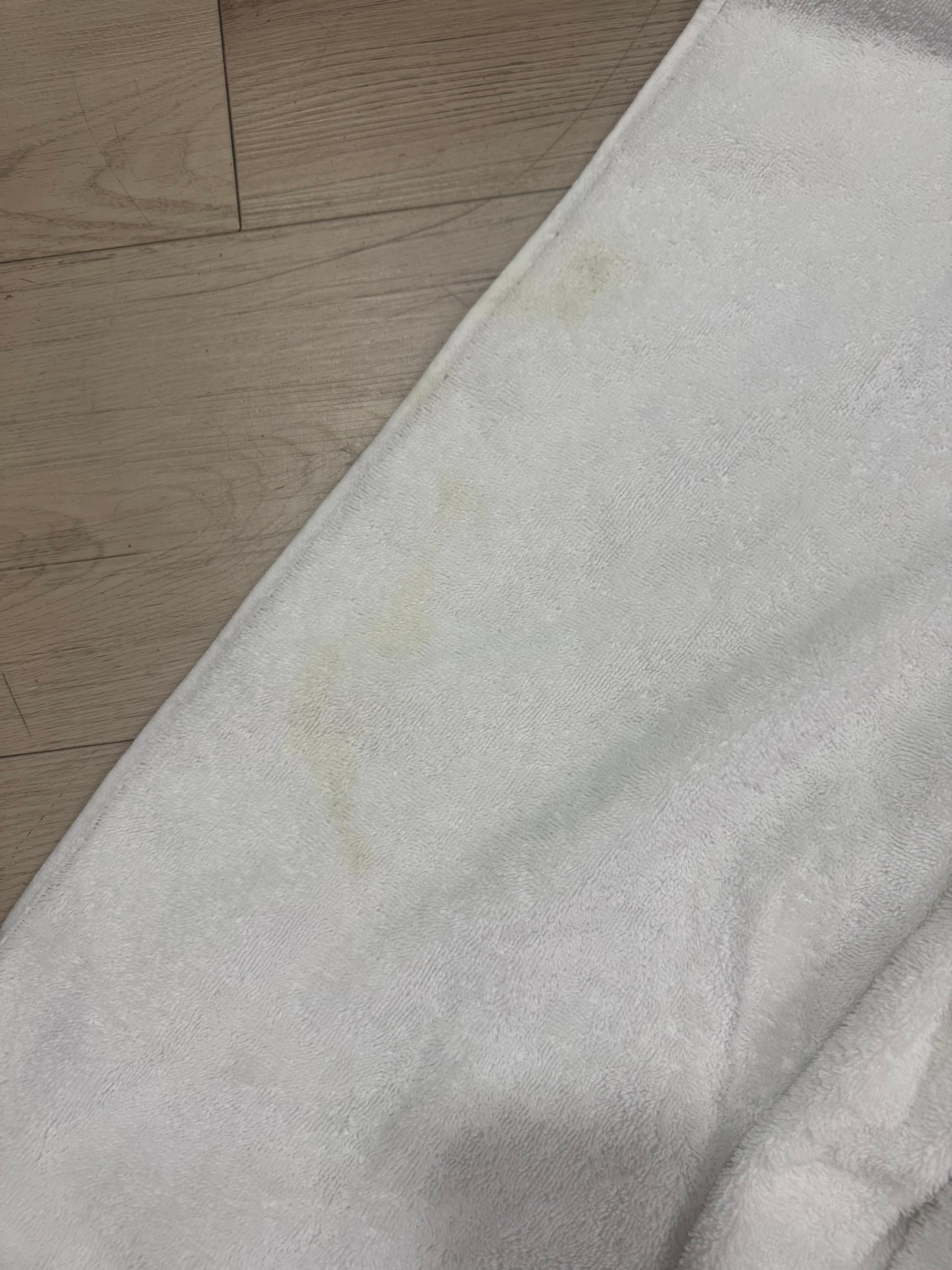 Yellow stains on supposedly clean towel. 