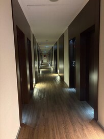Cool hallways to the rooms.