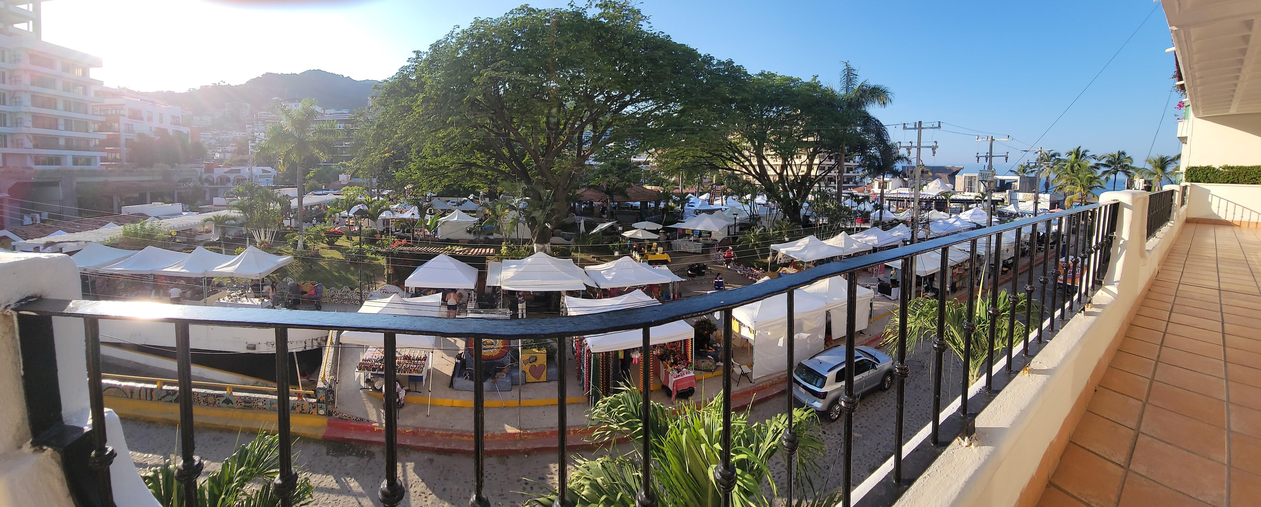 View outside our room. Market on Saturday.