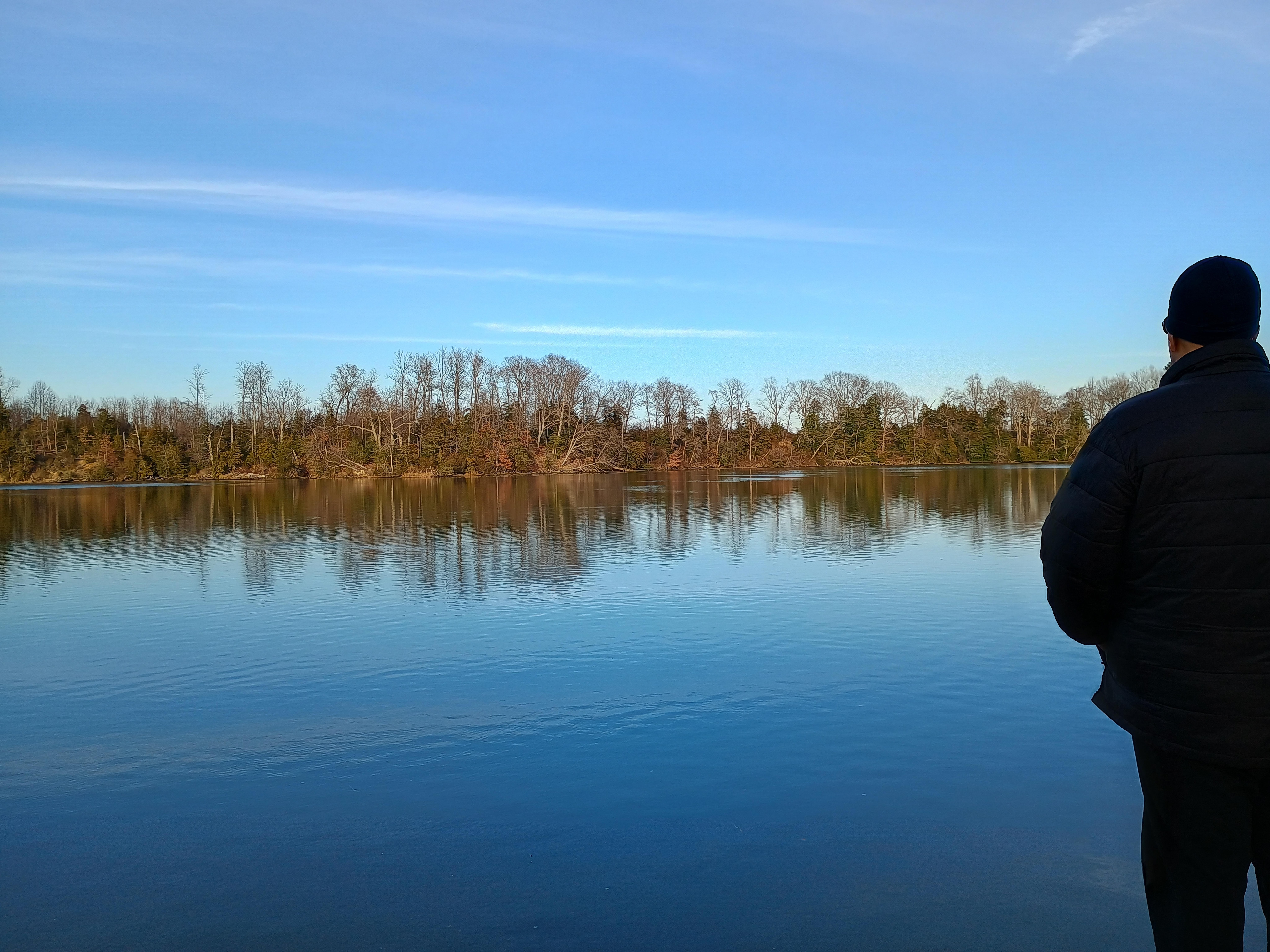 You from the end of the dock looking across the river
