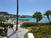 Off the ground level balcony