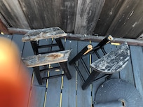 Busted furniture sitting on the deck