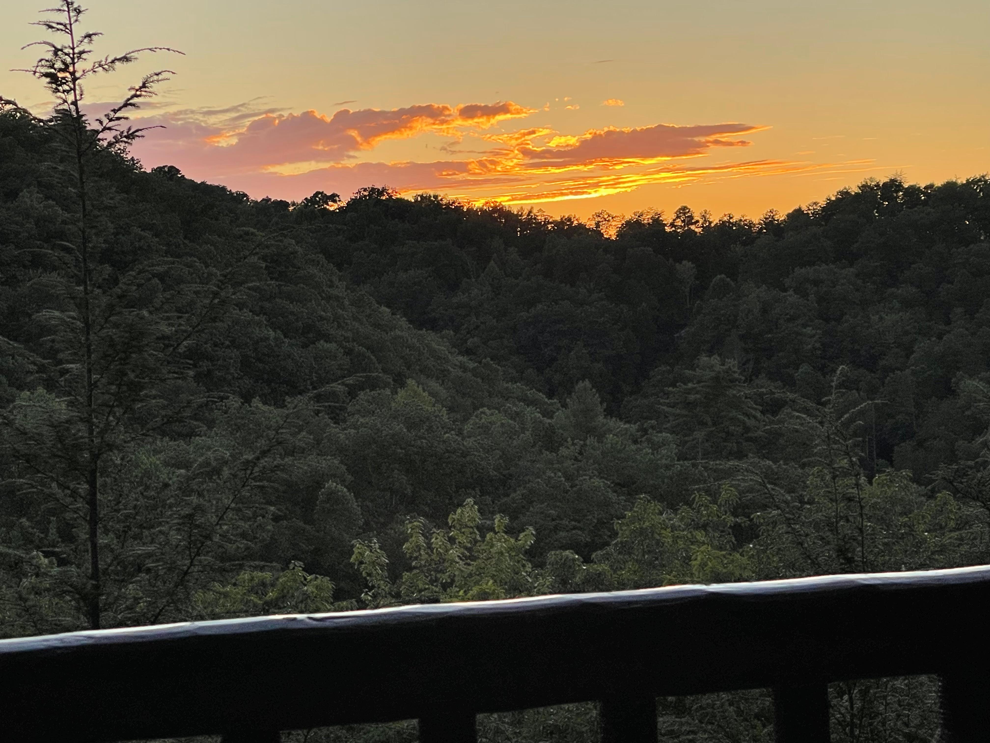 Back deck sunset