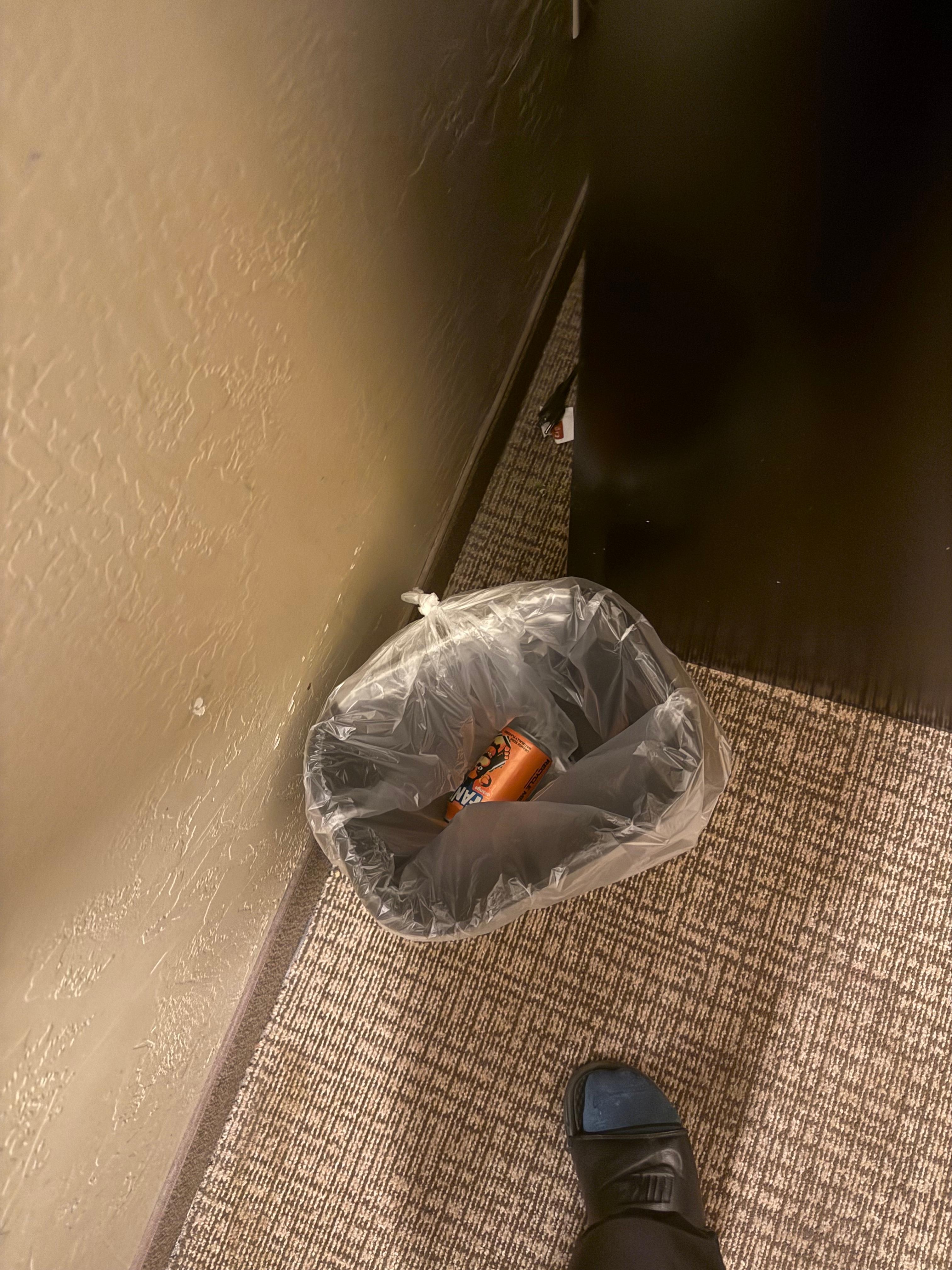 Trash found under nightstand, thrown away