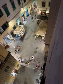 Night view of the street below.