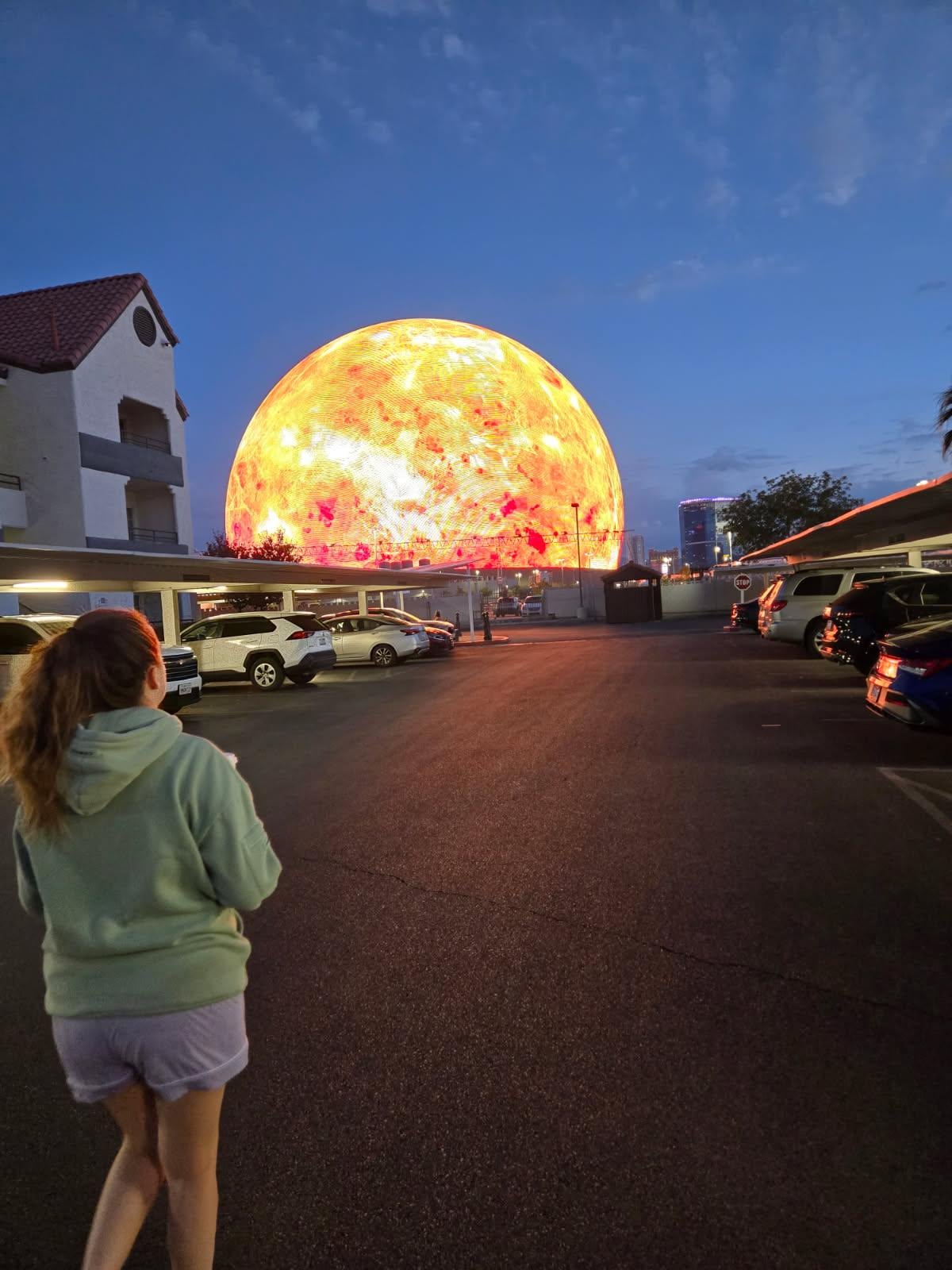 Walking back to our room from getting coffee