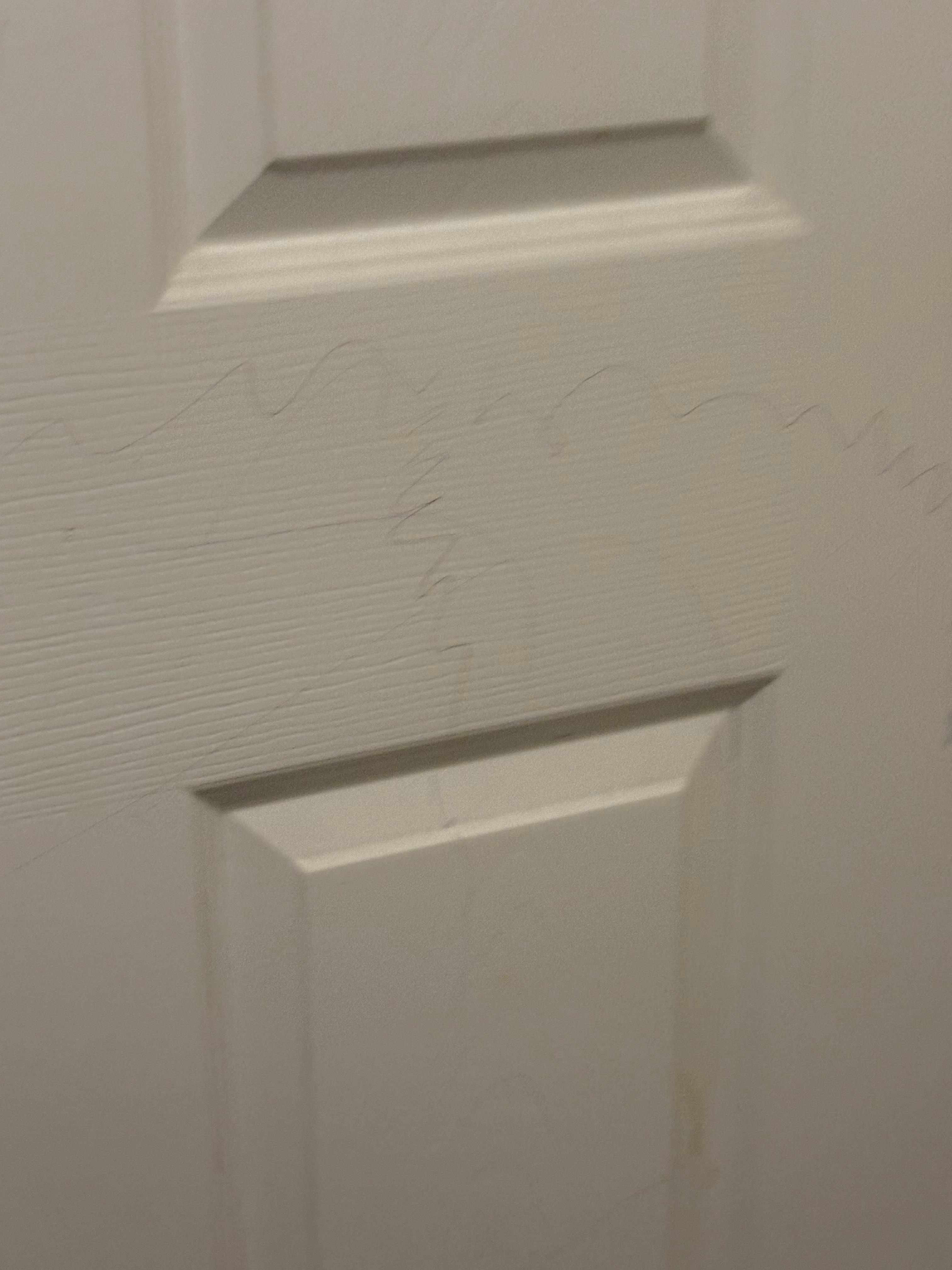 Writing on our bathroom door that did not lock 