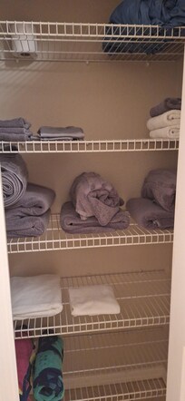 Tidy, roomy linen closet, PRIMARY Bathroom