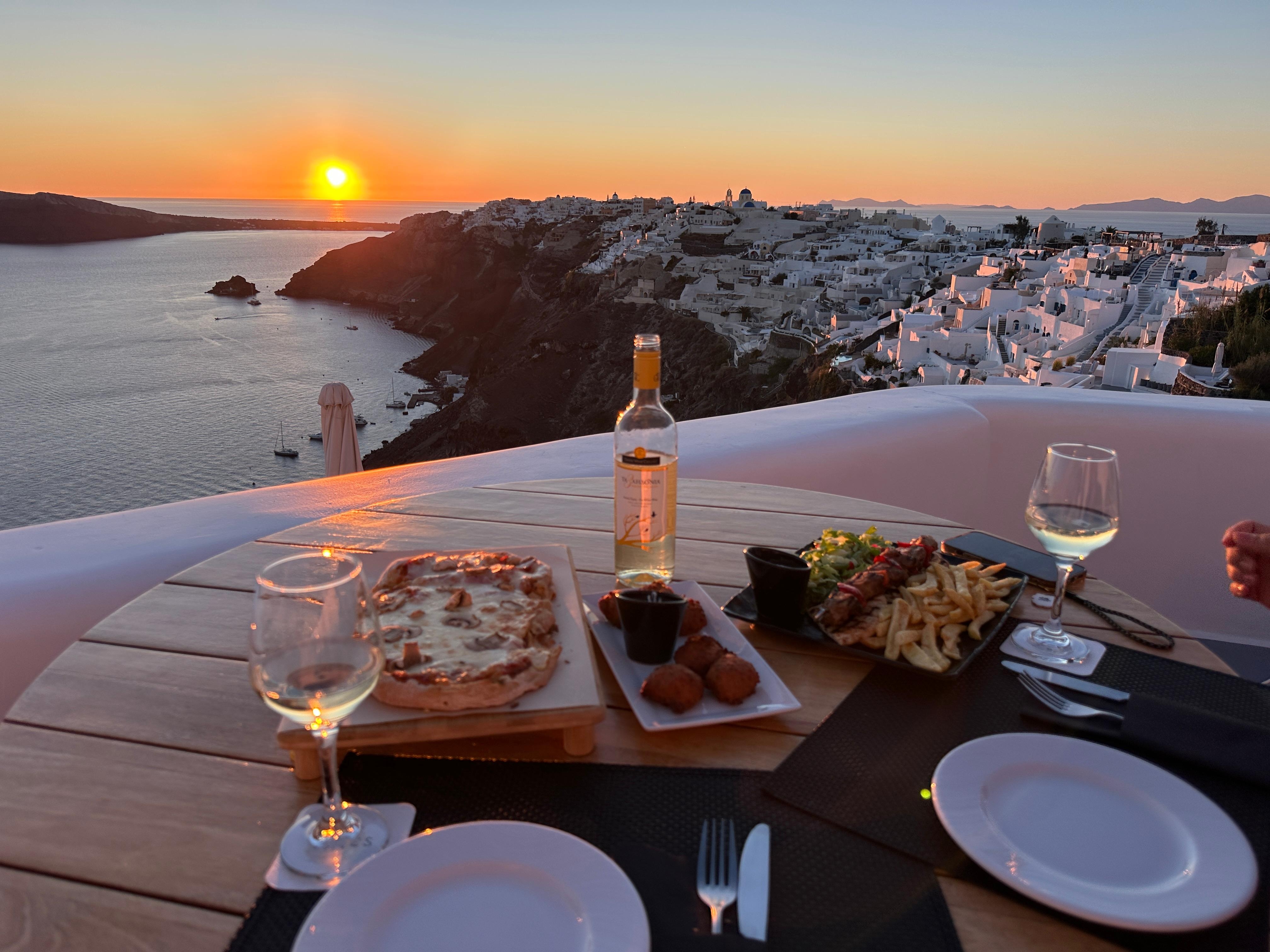 In room dining, served with a sunset