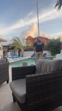 Pool man came regularly to clean the pool.