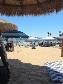 Relaxing river beach