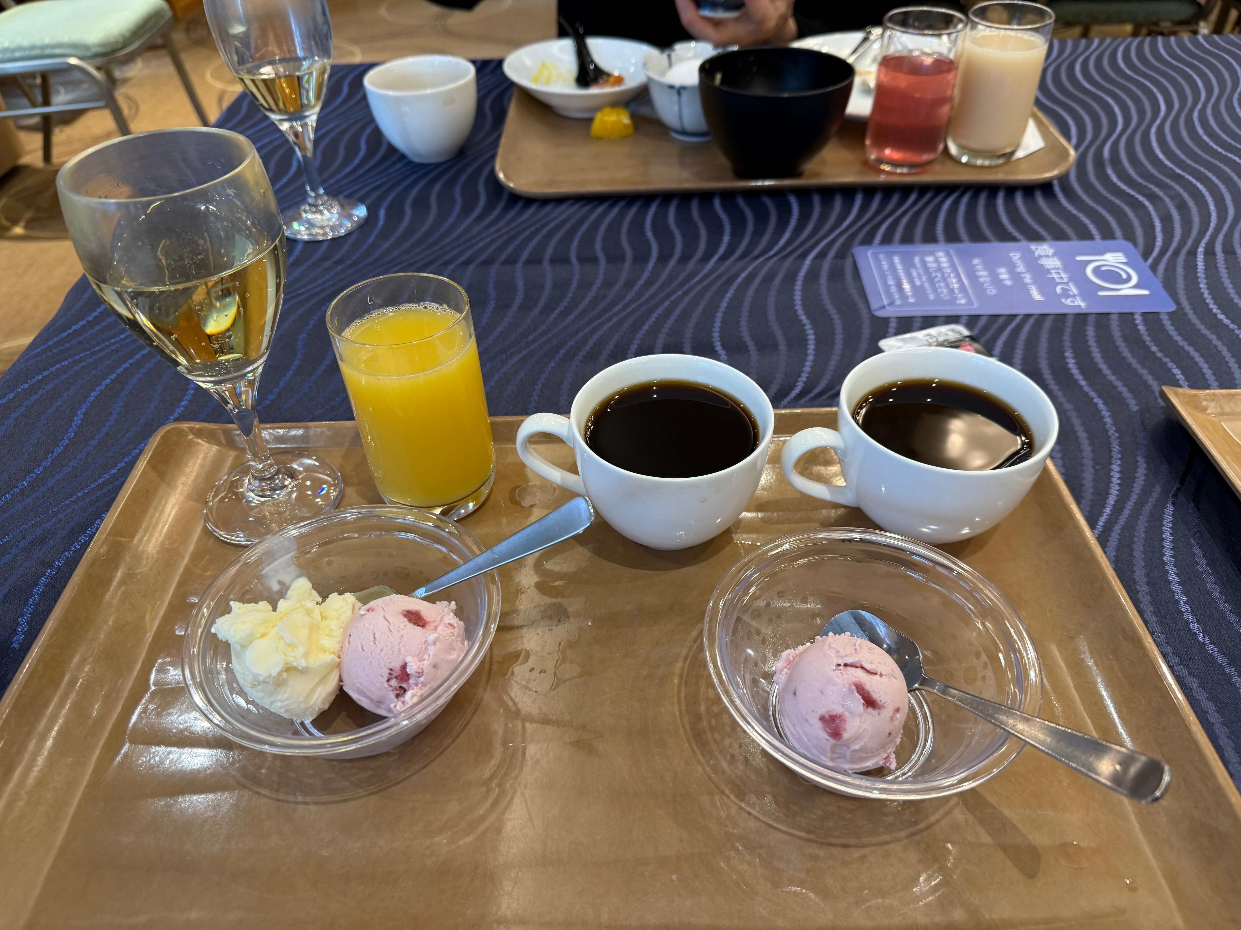 Ice cream and champagne for breakfast!