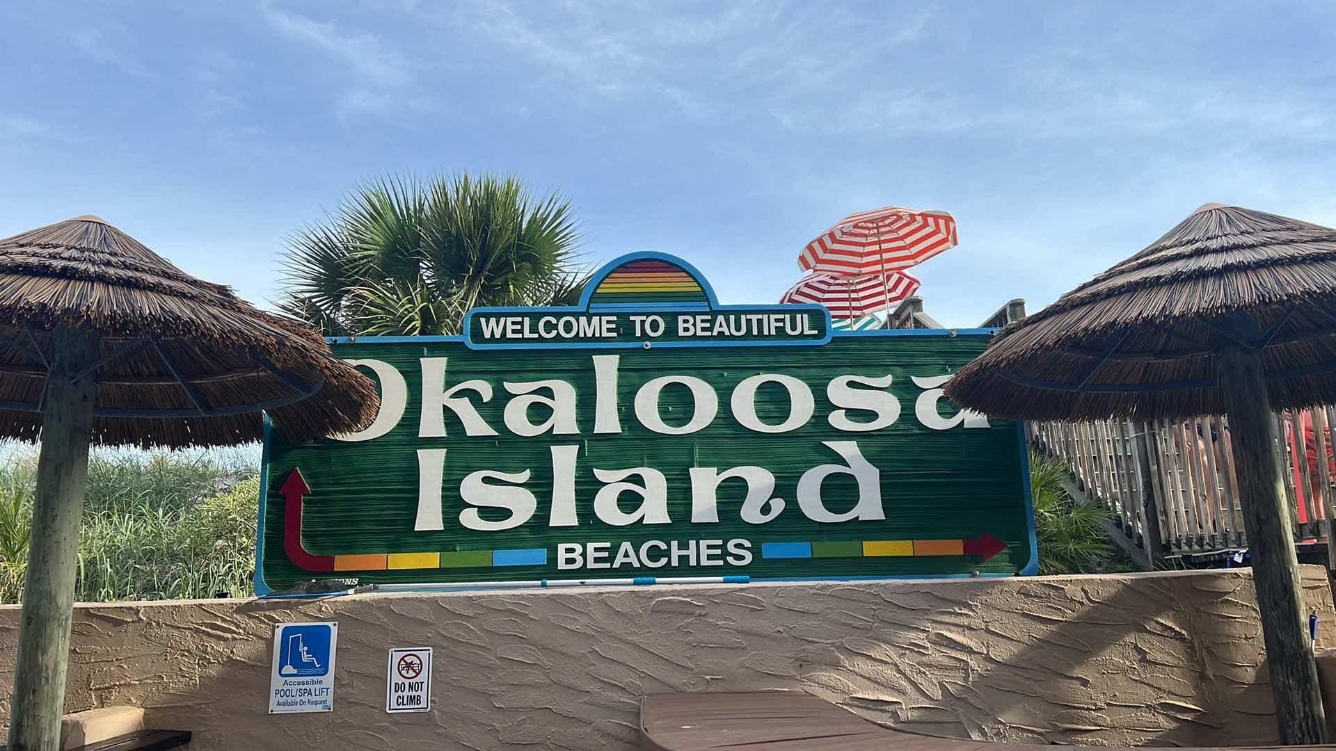 Welcome sign at pool