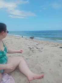 On the beach that was a couple minute walk from the house.