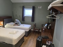 Room No. 6 with that frosted glass high level window and stained interior walls.