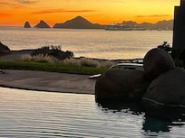 Sunset from the property’s infinity pool area