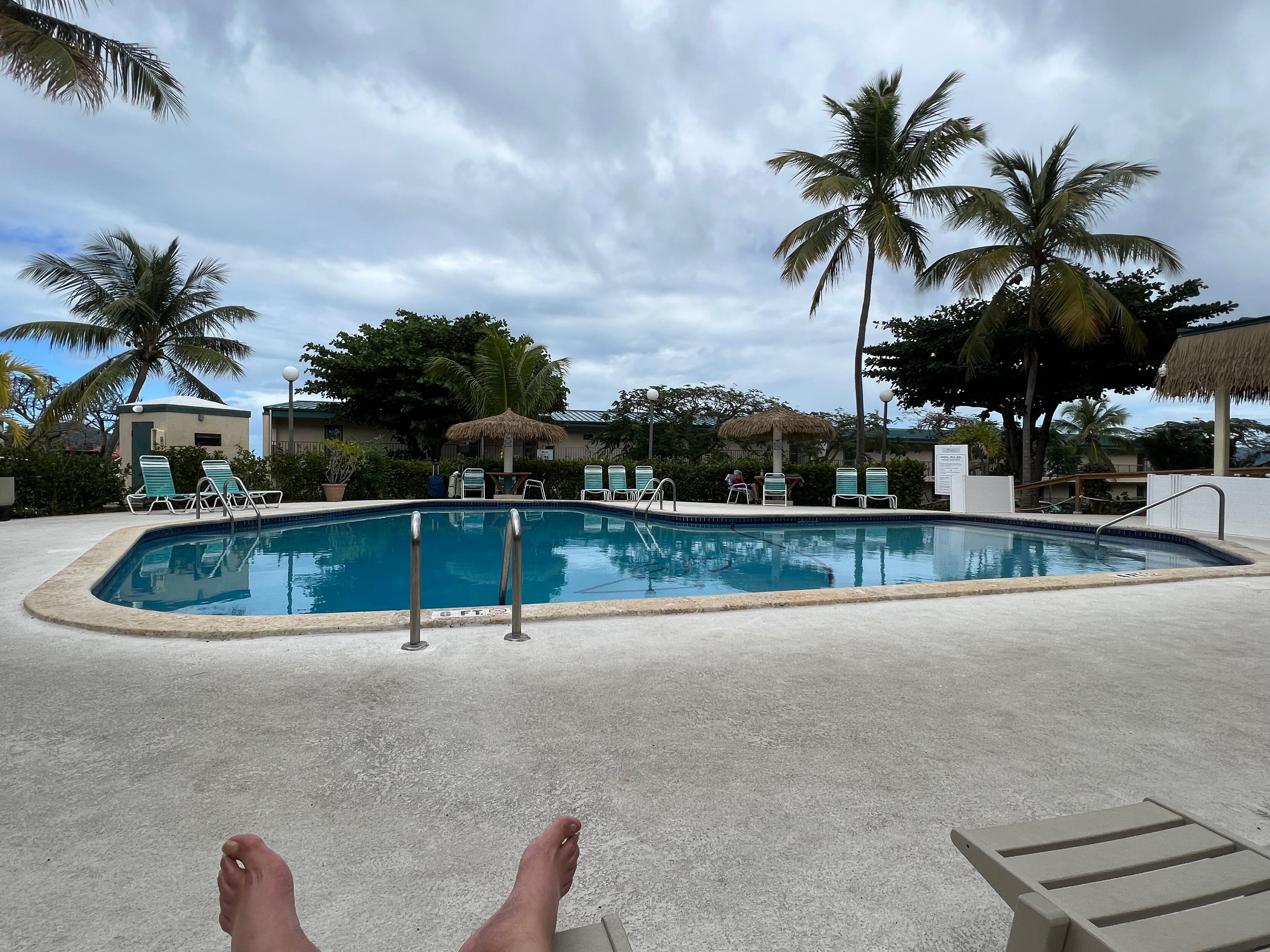 View of the pool - restaurant is to the left. 