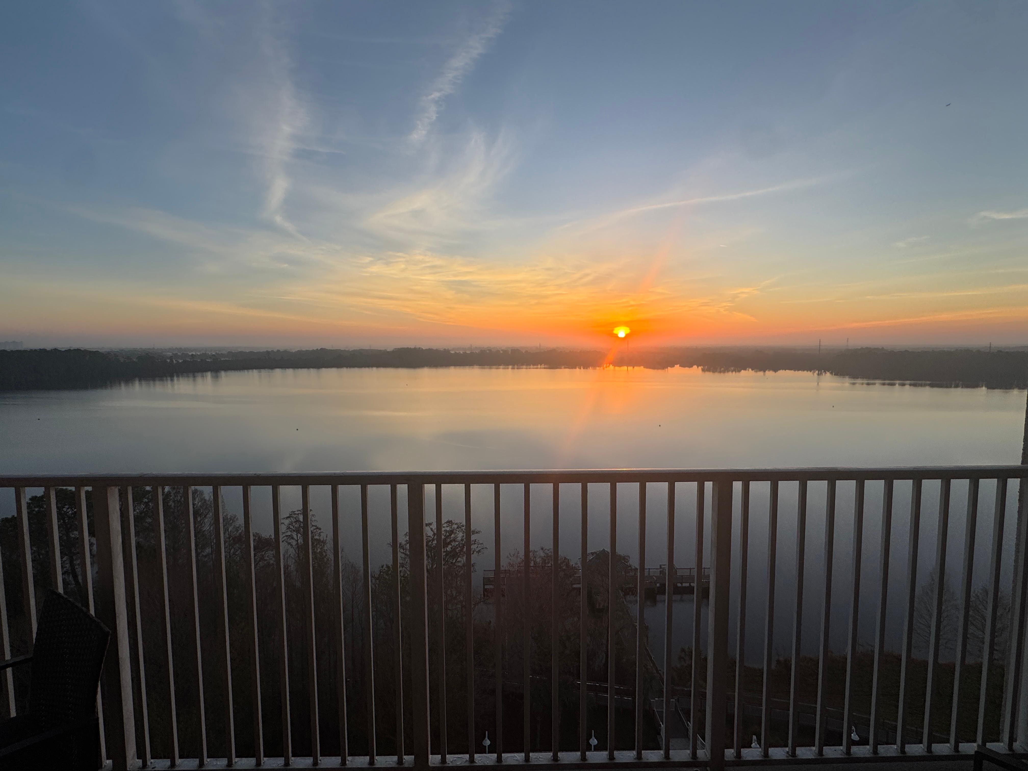 A beautiful sunrise! The view of the lake was wonderful!