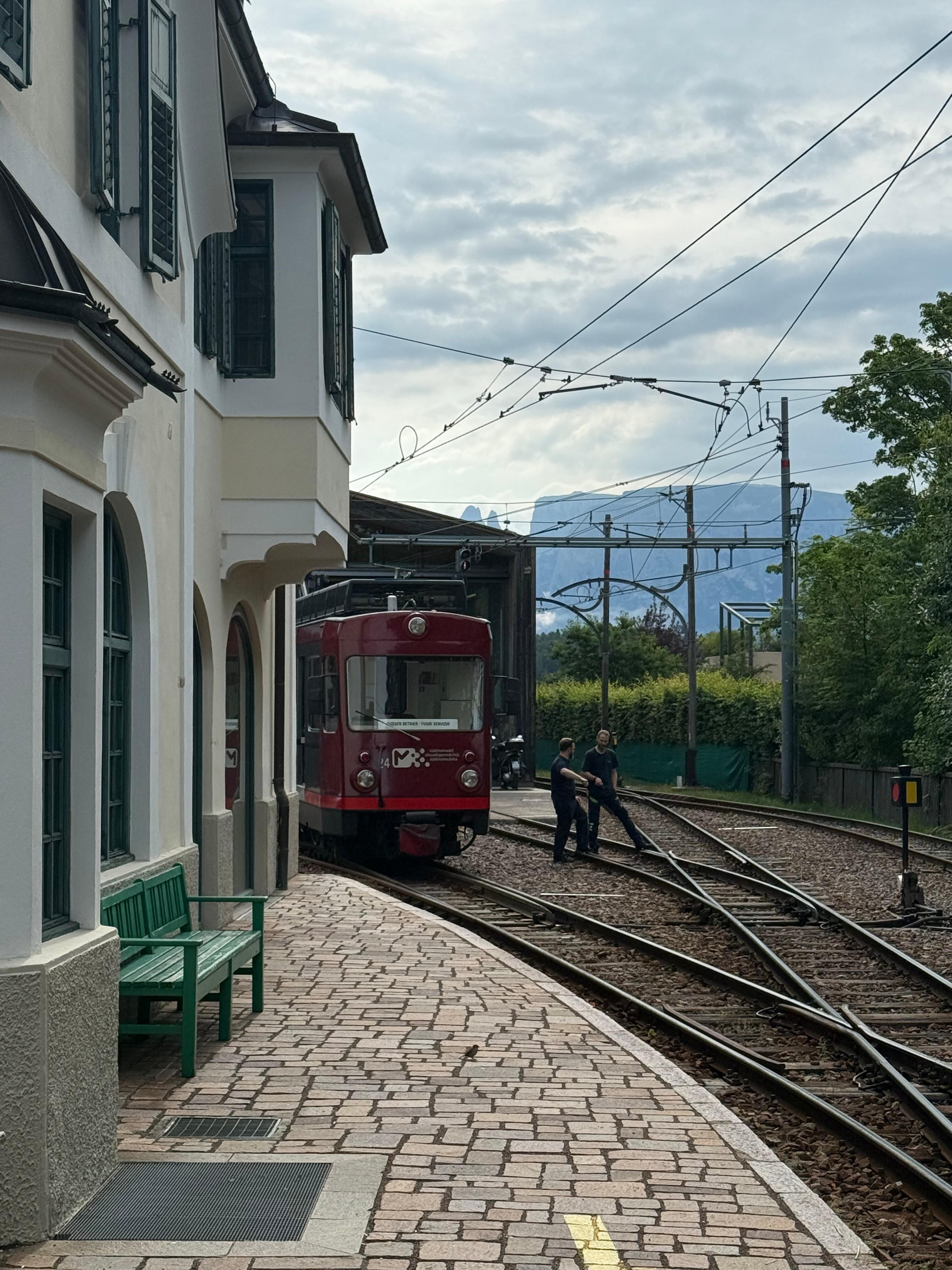 The old train at the top of the cable car