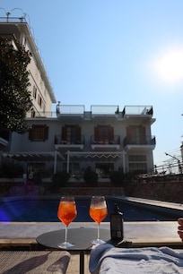 Pool side with our drinks