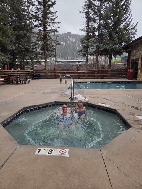 Hot tub and pool in the winter.