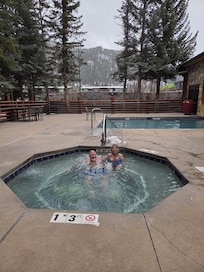 Hot tub and pool in the winter.