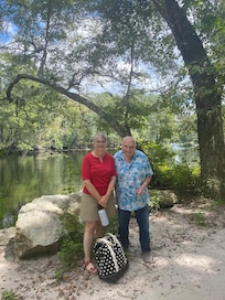 My father & I walking along the Sante Fe River at Ginnie Springs.
