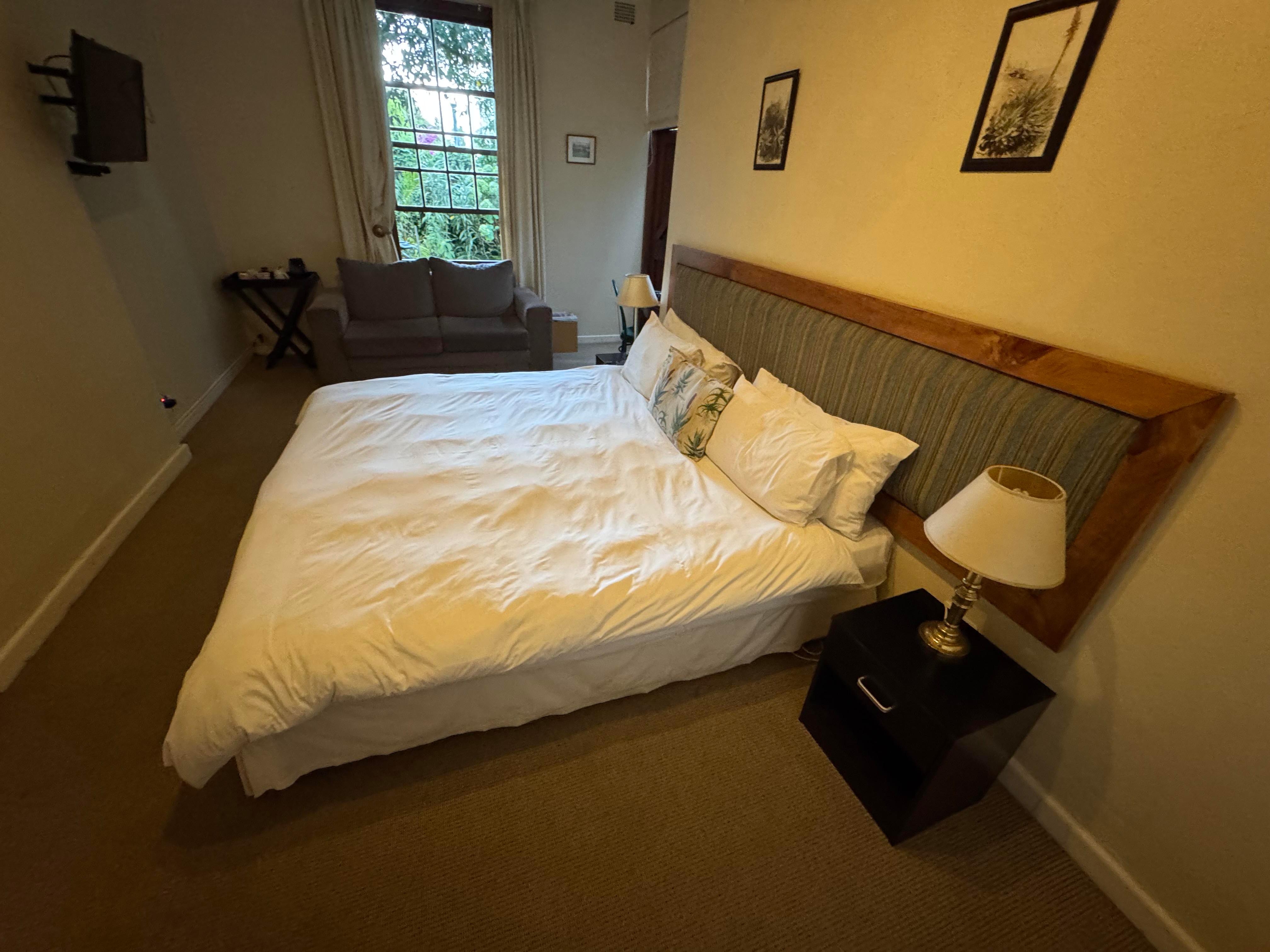 Our spacious room looking out on the garden.