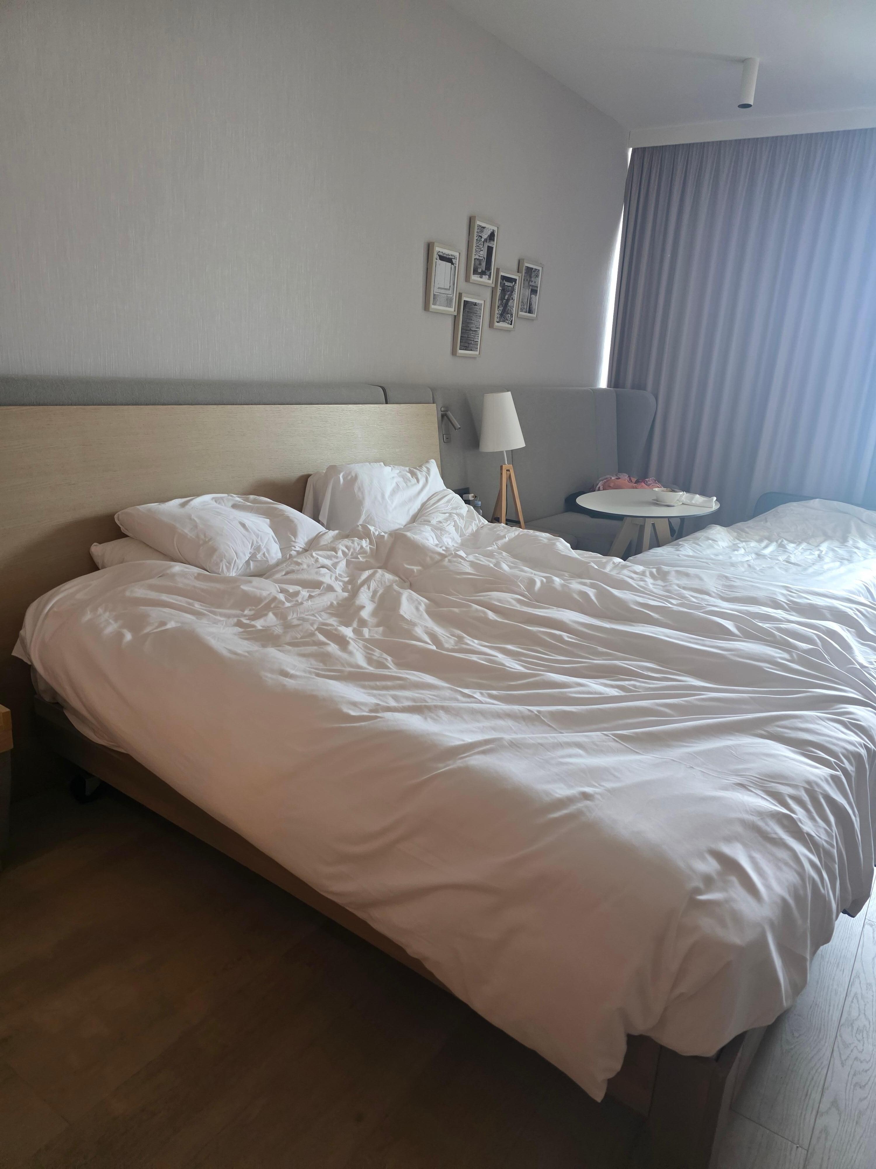 Beds after housekeeping came.