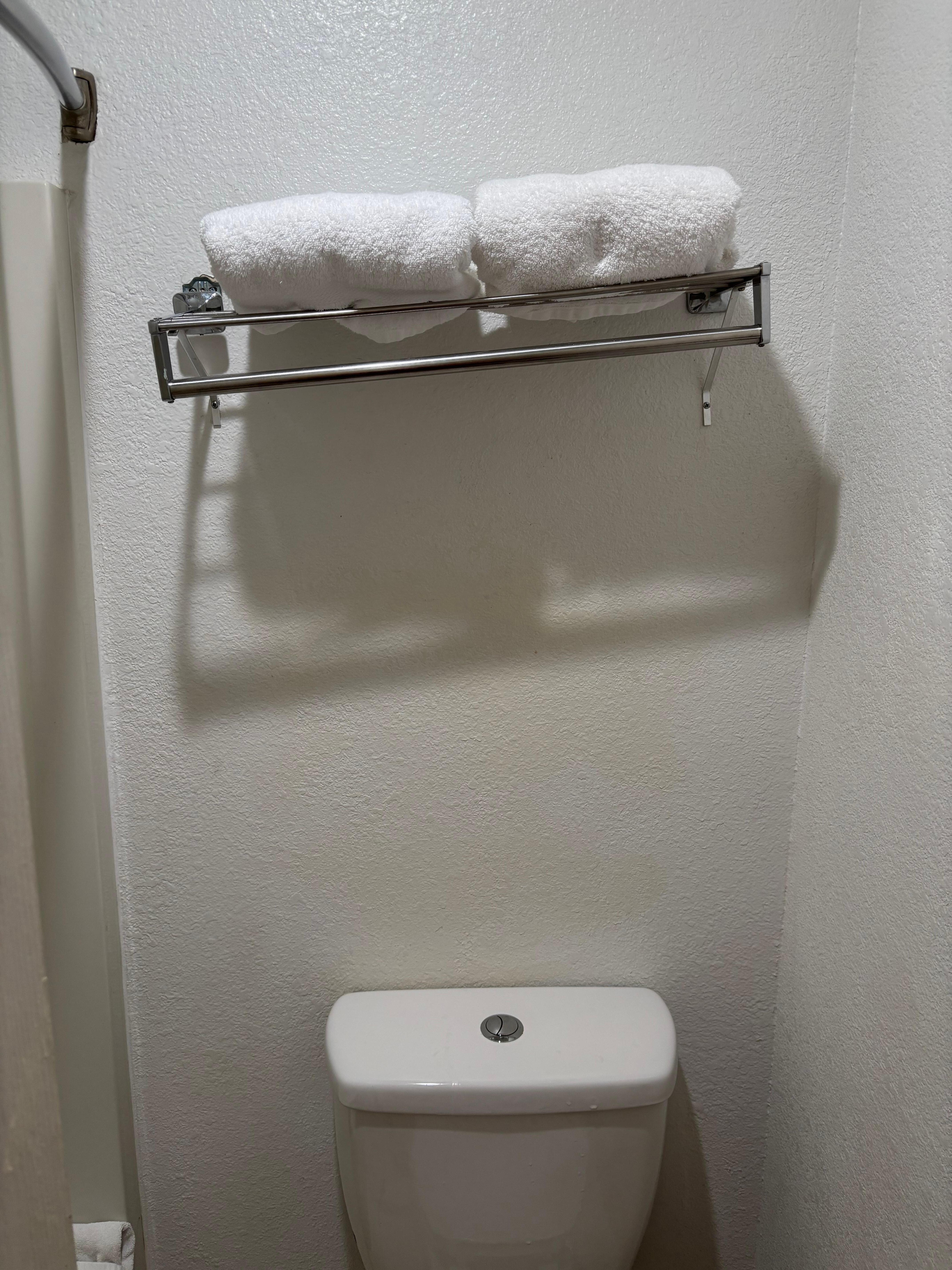 Towel rack hanging on the wall