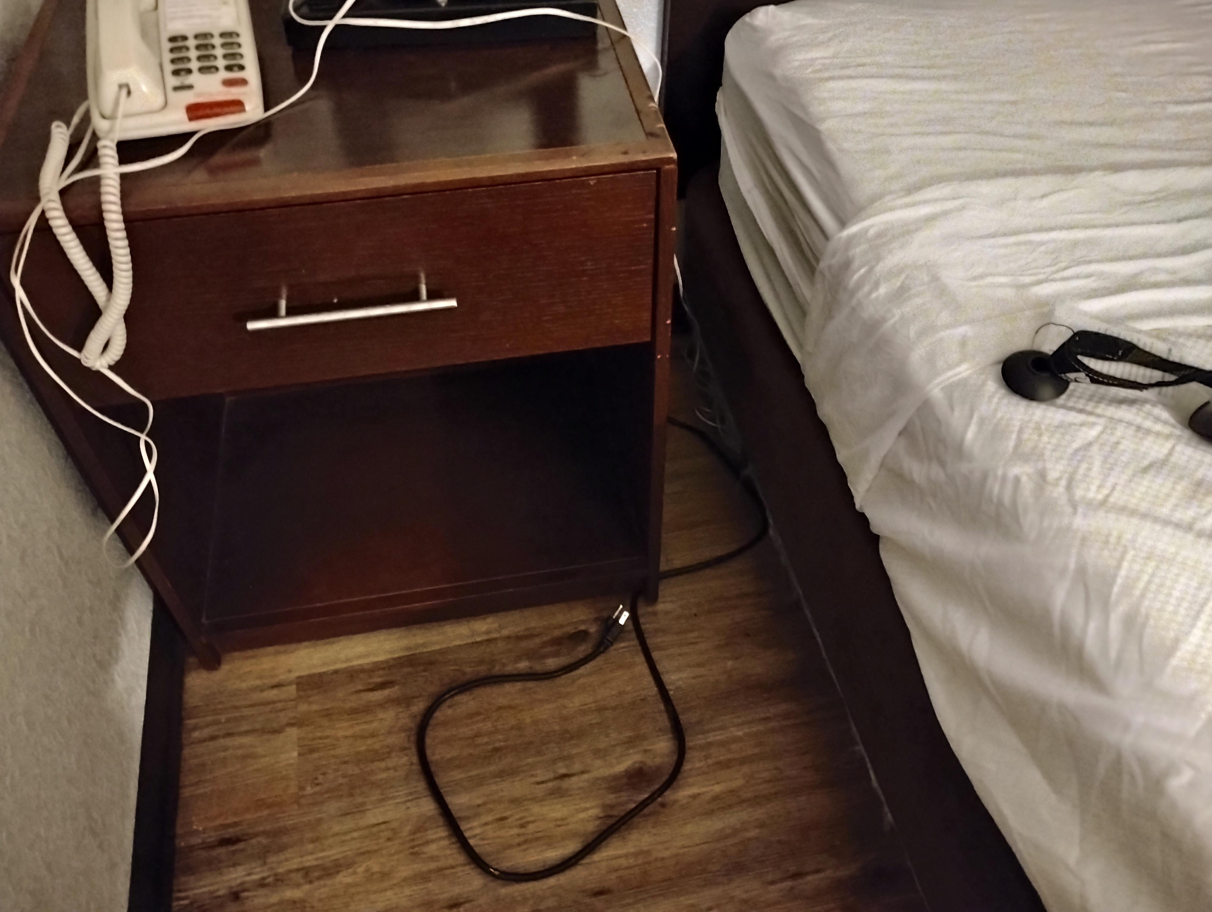 This is the table by the bed not connected. I had no phone service(land line). 