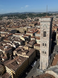 The view of the Bell Tower from the top of the Duomo