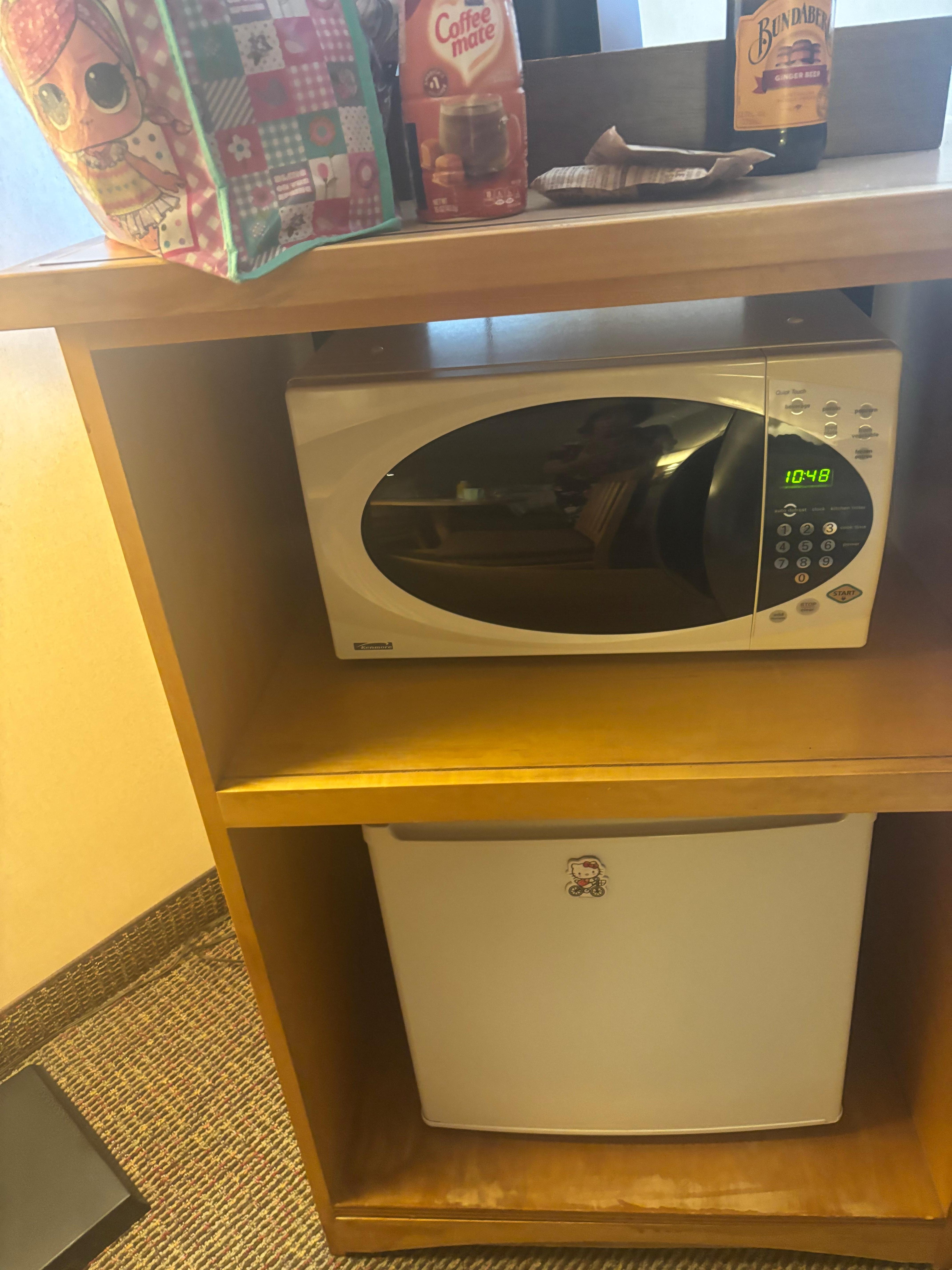 Microwave and mini fridge