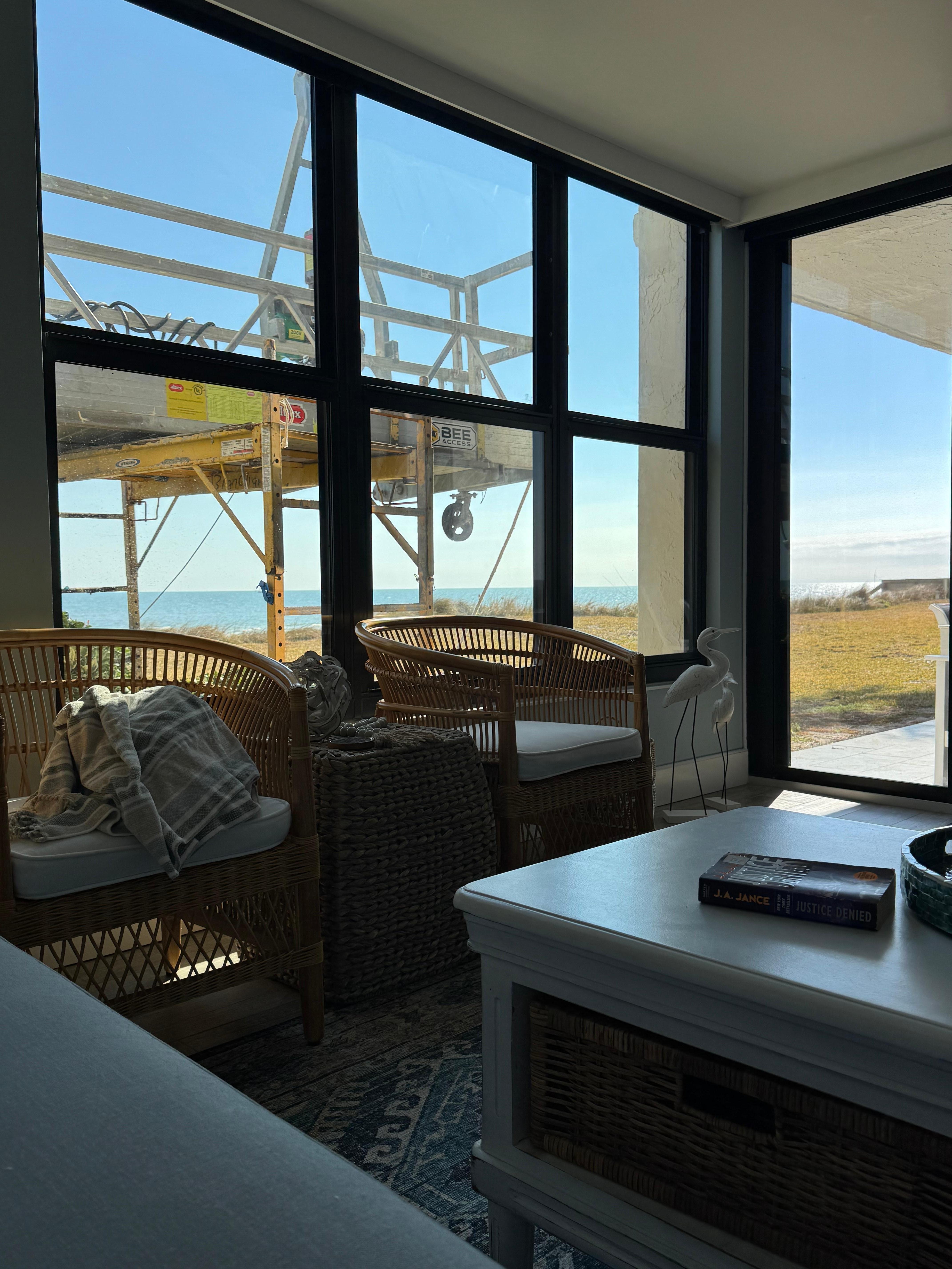 Staging in front of primary  beachfront view