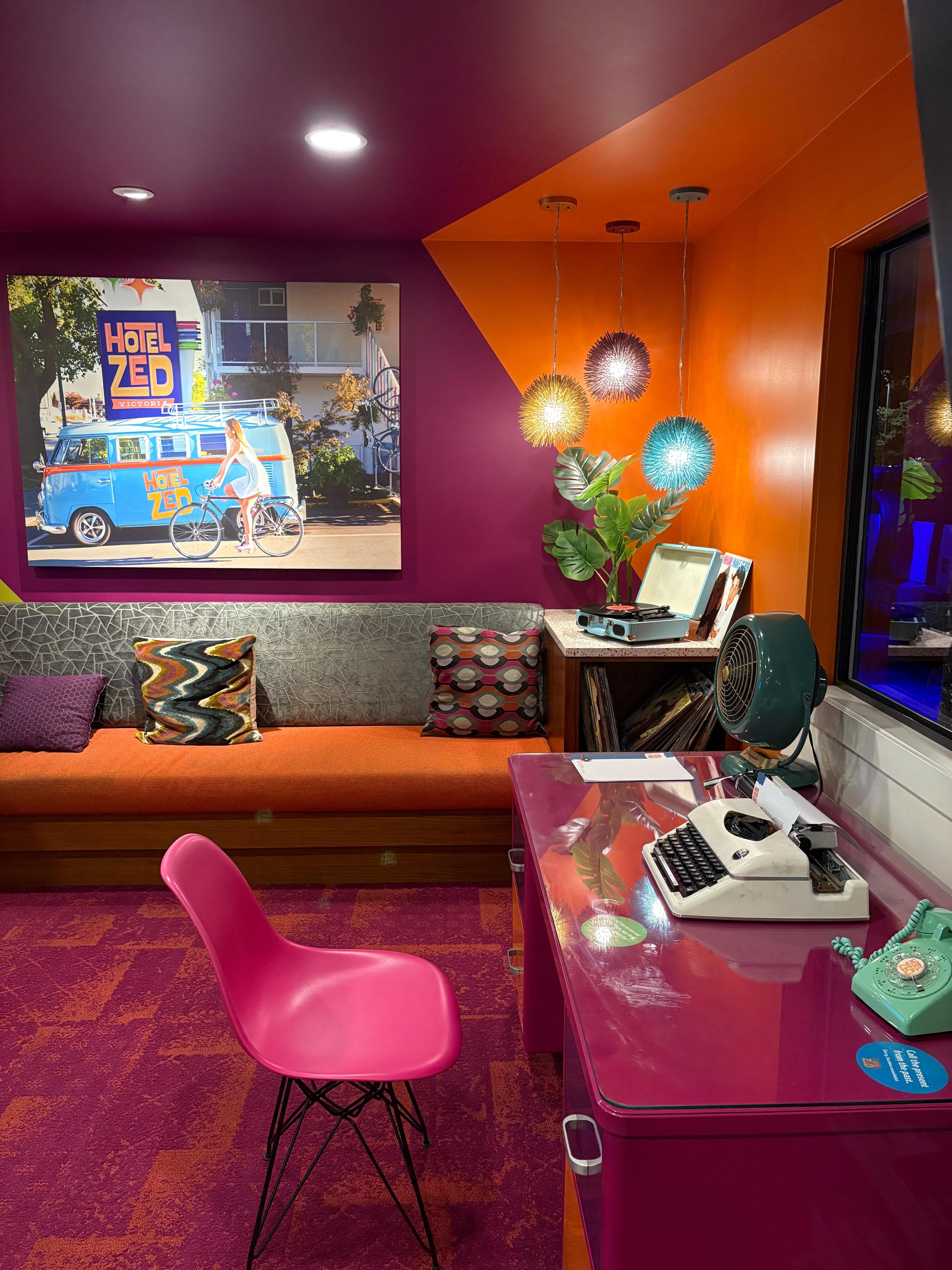 Nicely decorated front desk.