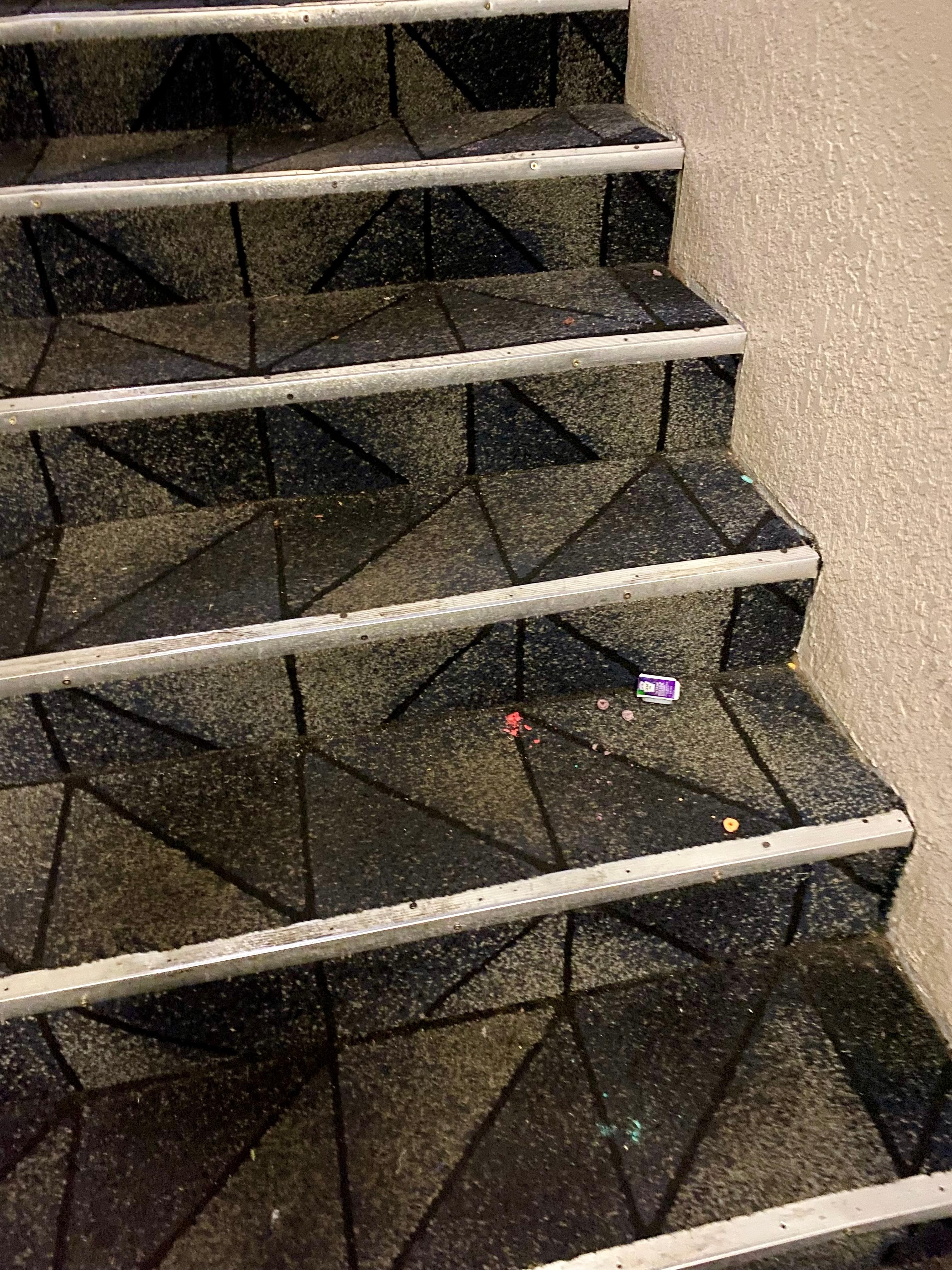 Filthy stairwell and carpet