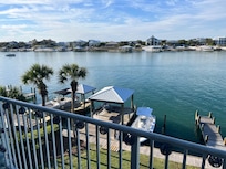 View from the balcony looking down to our boat!