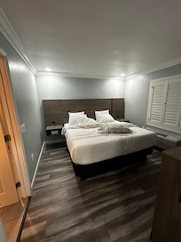 Sole real bedroom but with access to bathroom through the bedroom only.  Again, no privacy.