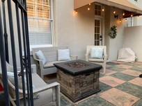 Cozy patio. Enjoyed morning coffee and evenings by the fire.