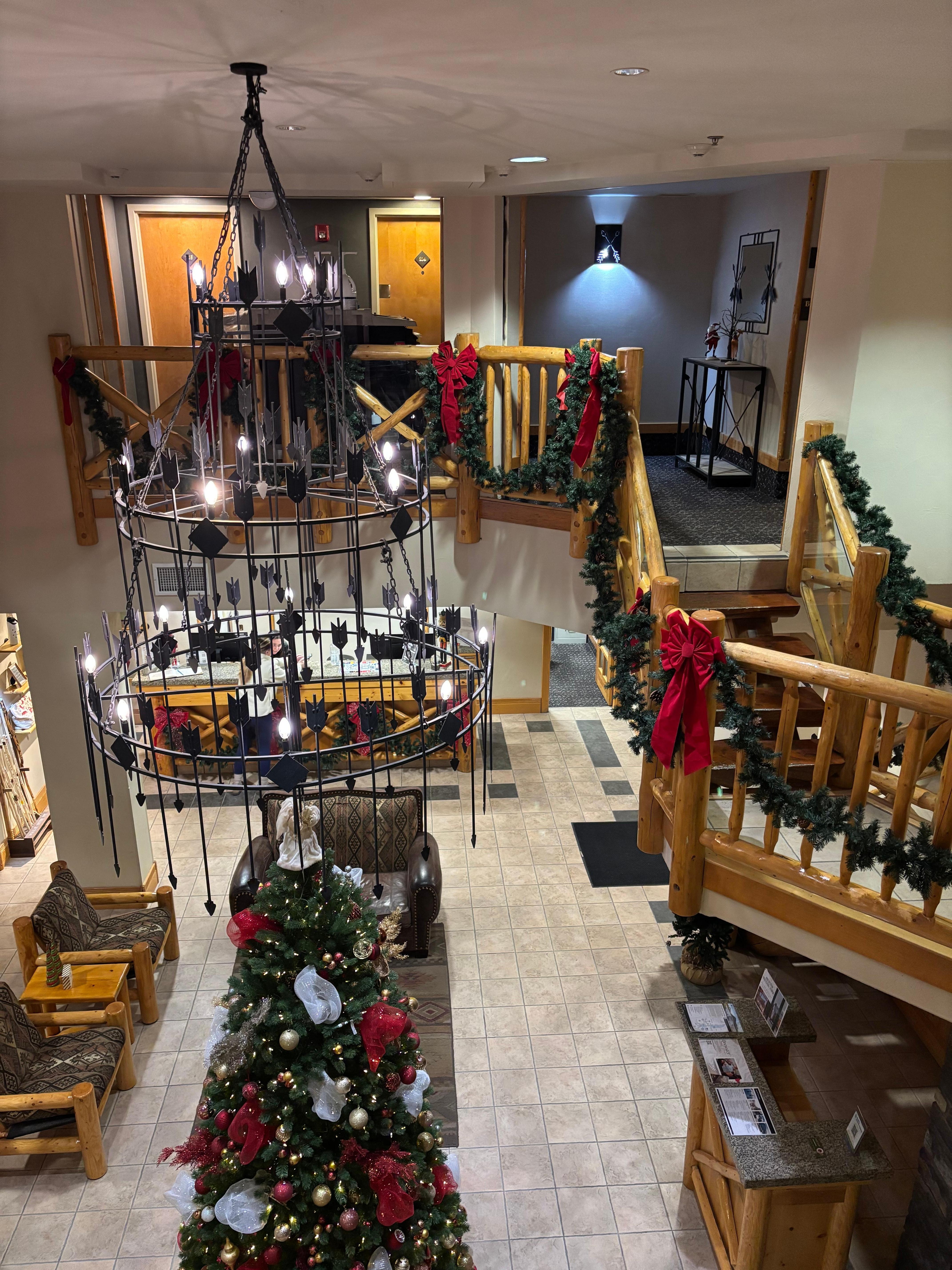 Main lobby dressed for Christmas 