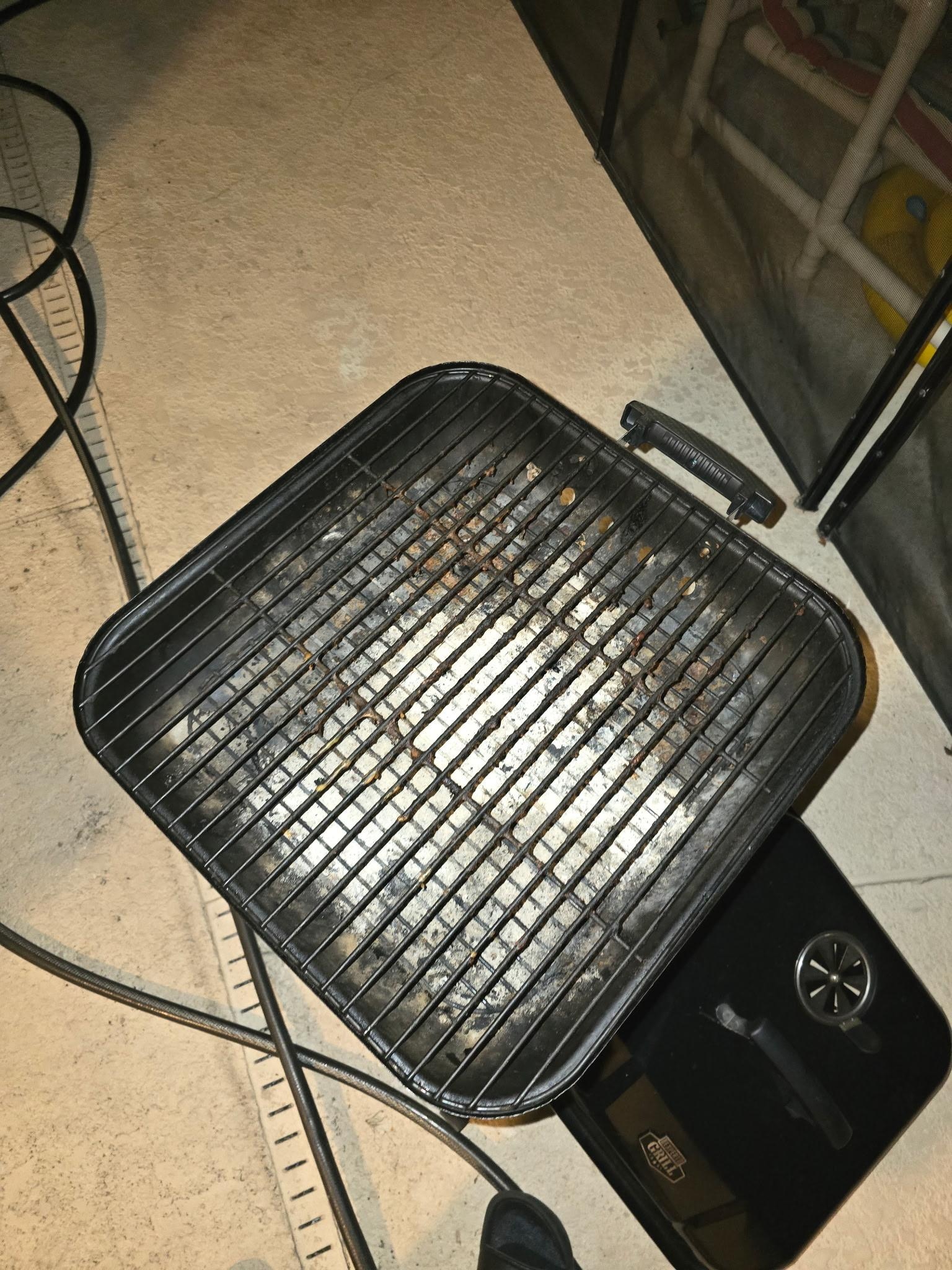 Grill was dirty. We had to scrub and clean it before we could use it.