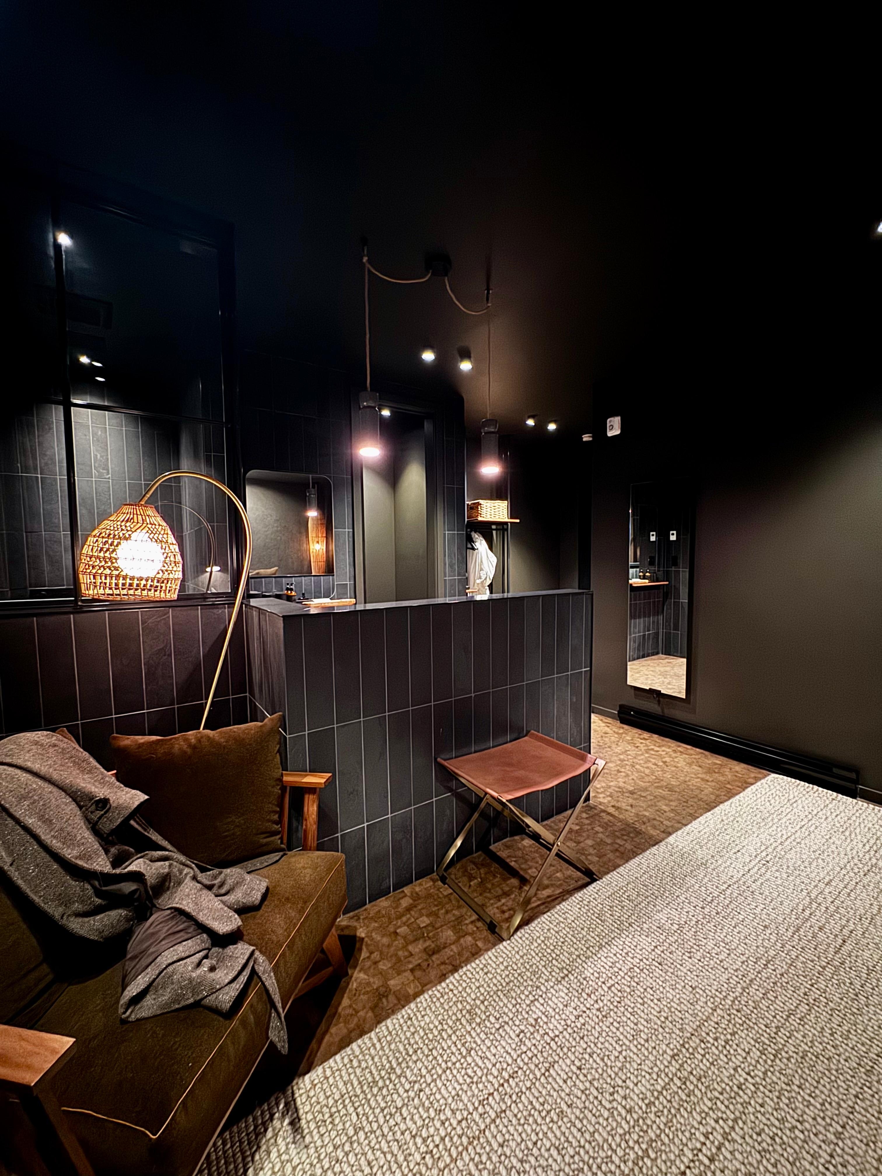 Beautiful mood lighting and super comfy bed