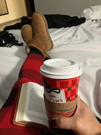 Morning devotions and Starbucks on the bed. The 1 downside? Nearest Starbucks is 2.1miles away : (