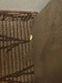 Food and crumbs on floor