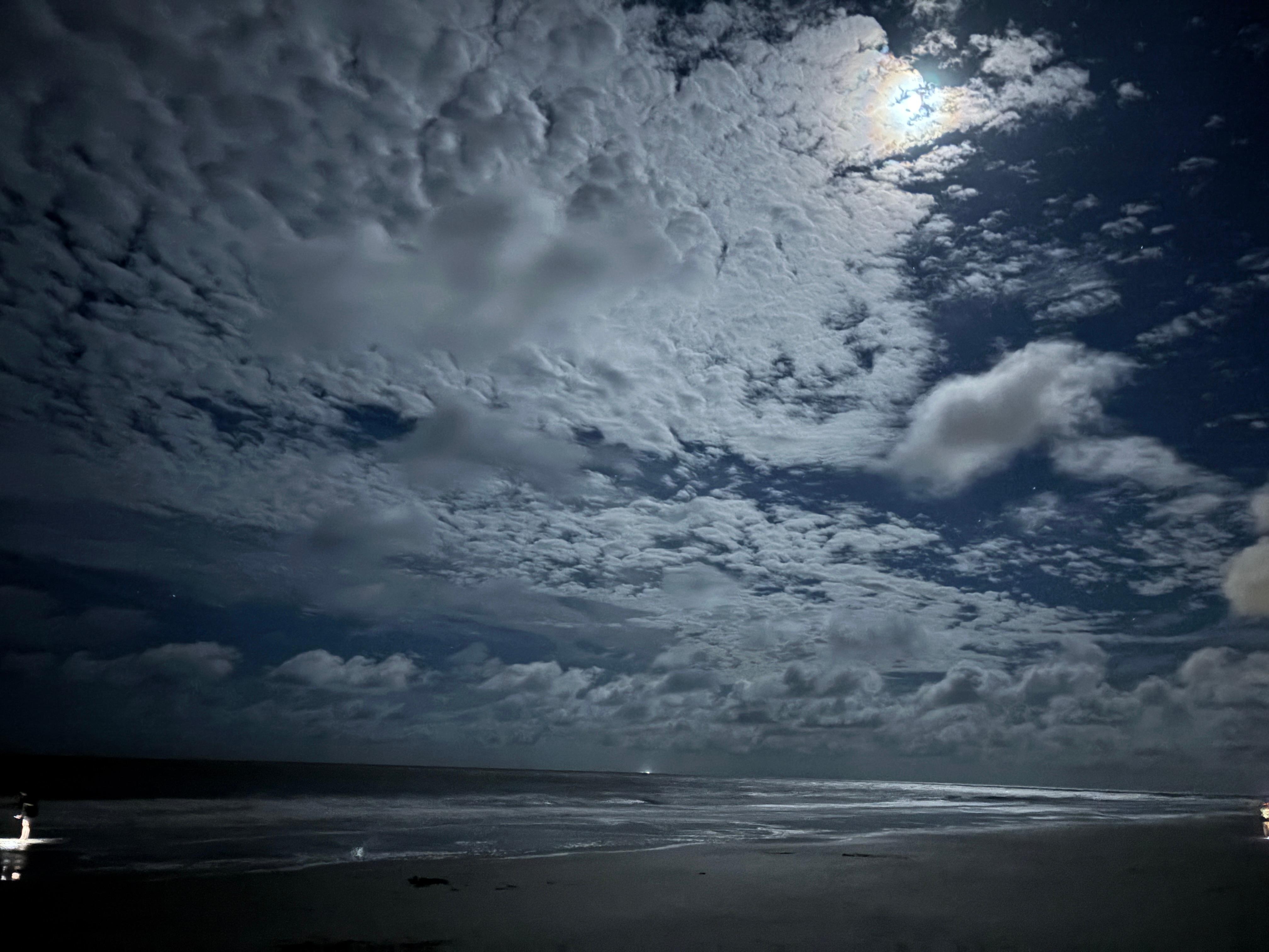 Bright moon on the beach. Basically no light pollution on this island 
