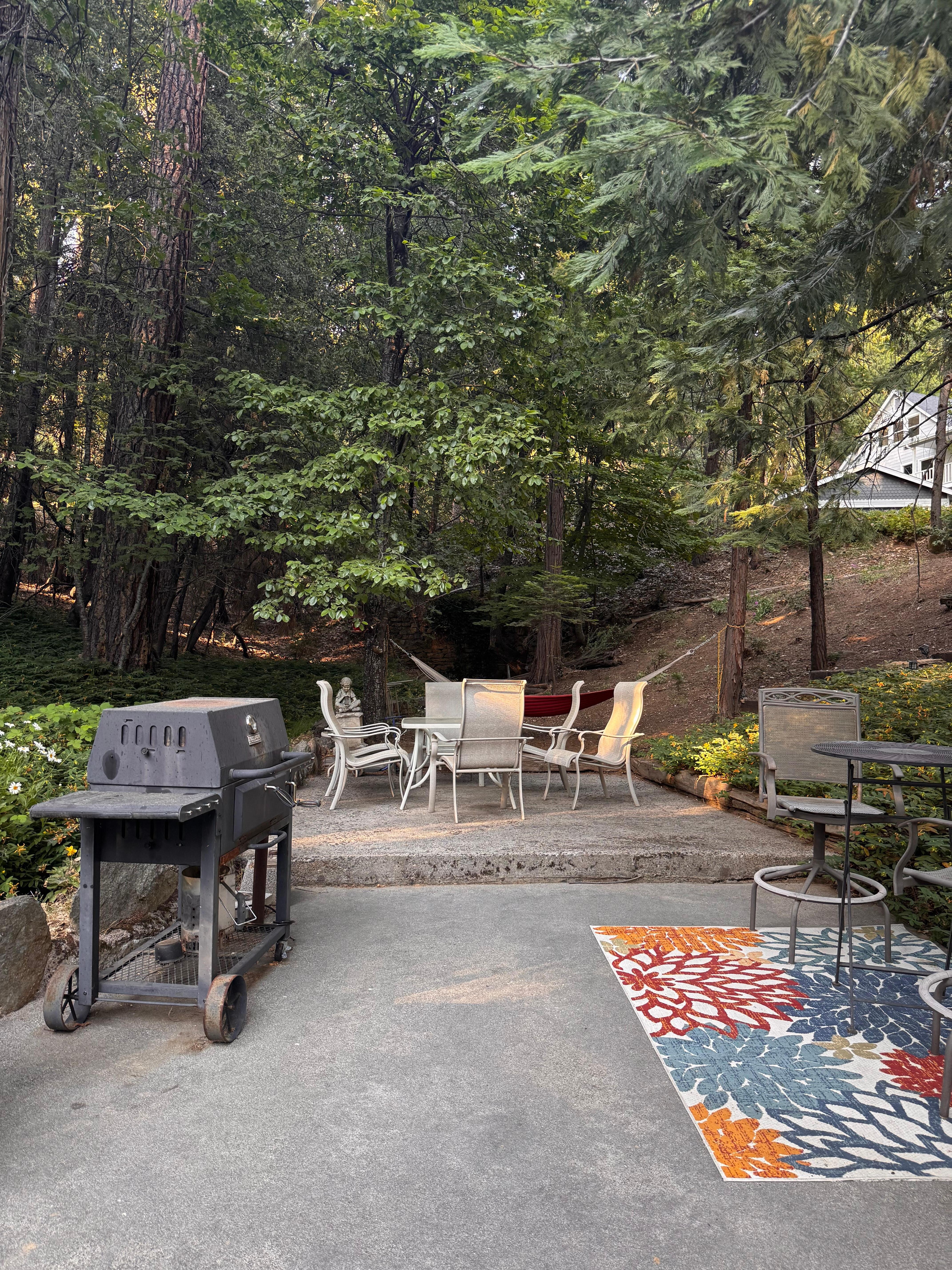 Hangout area with small stream