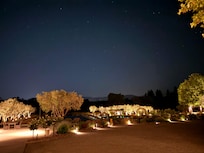 Lit landscaping and lots of stars!